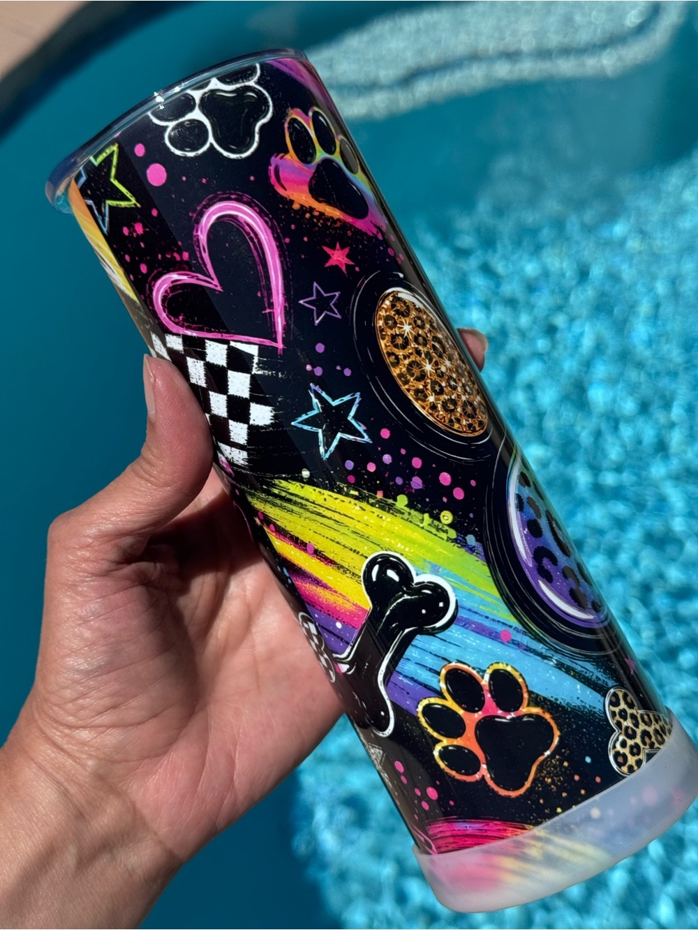 Dog paw rainbow animal print tumbler 20 oz